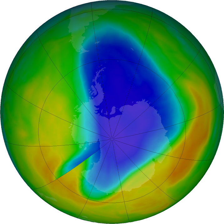 Antarctic ozone map for 25 October 2017